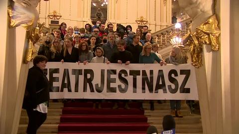 Protest w Teatrze Słowackiego (materiał z 18.02.2022)