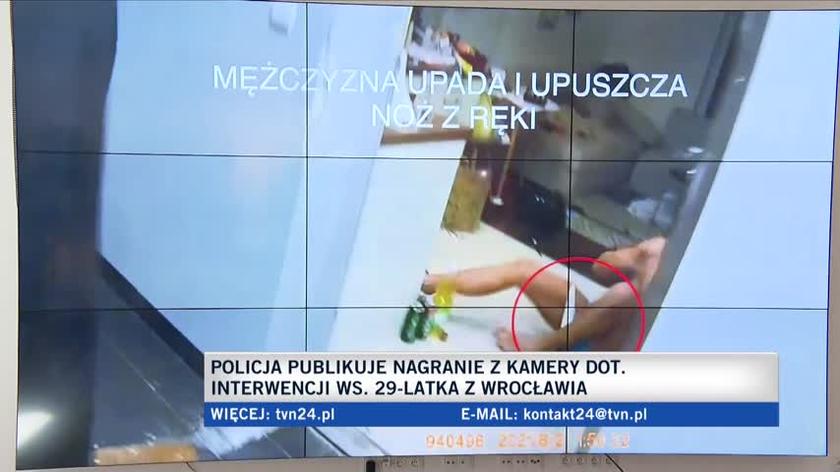 Nagranie z kamery dot. interwencji ws. 29-latka z Wrocławia 