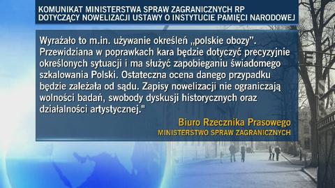 Nowelizajca ustawy o IPN. Komunikat MSZ