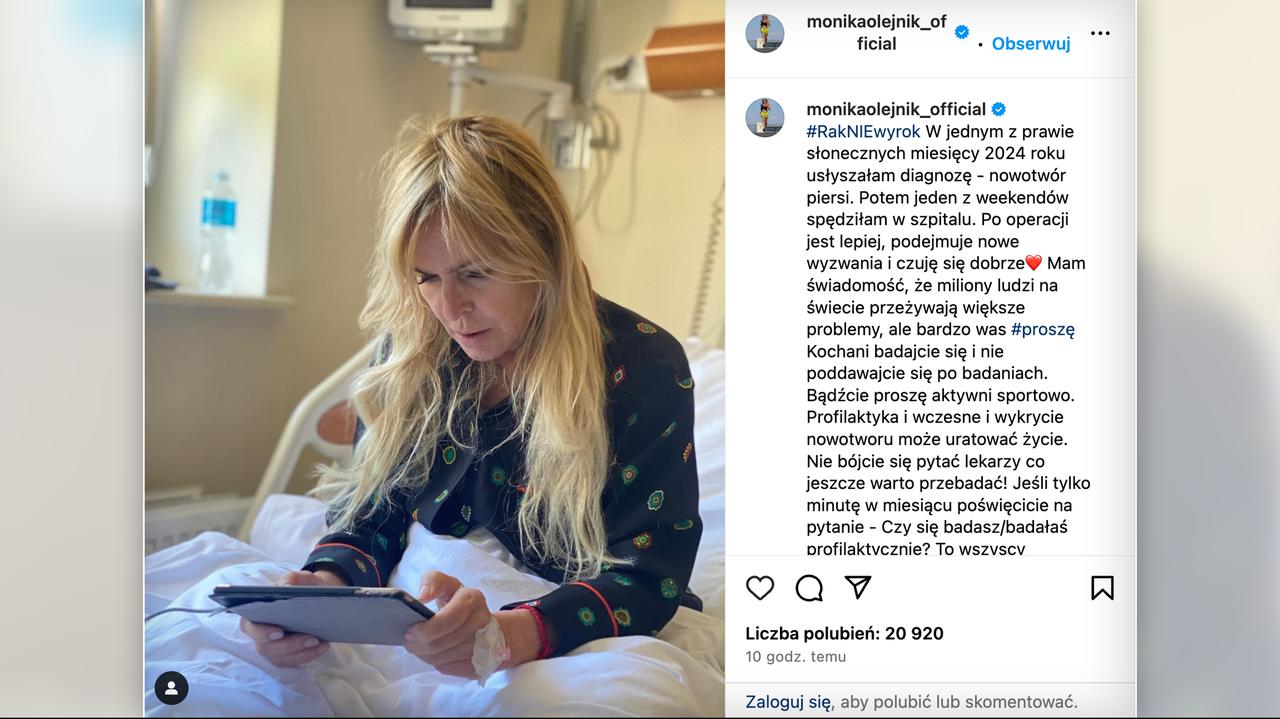 Monika Olejnik lutte contre le cancer du sein.  Le journaliste de TVN24 écrit sur la maladie et rappelle les tests