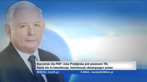 Kaczyński dla PAP: Przyłębska jest prezesem TK. Kto to kwestionuje, kwestionuje obowiązujące prawo