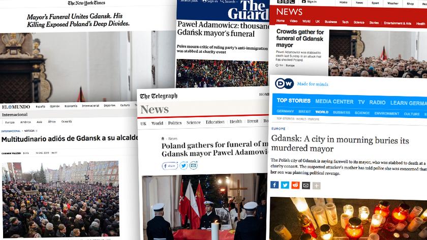 Pogrzeb Adamowicza na czołówkach zagranicznych mediów