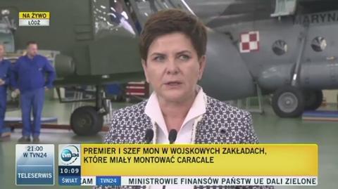 Całość konferencji prasowej premier i szefa MON w Wojskowych Zakładach Lotniczych nr 1 SA w Łodzi