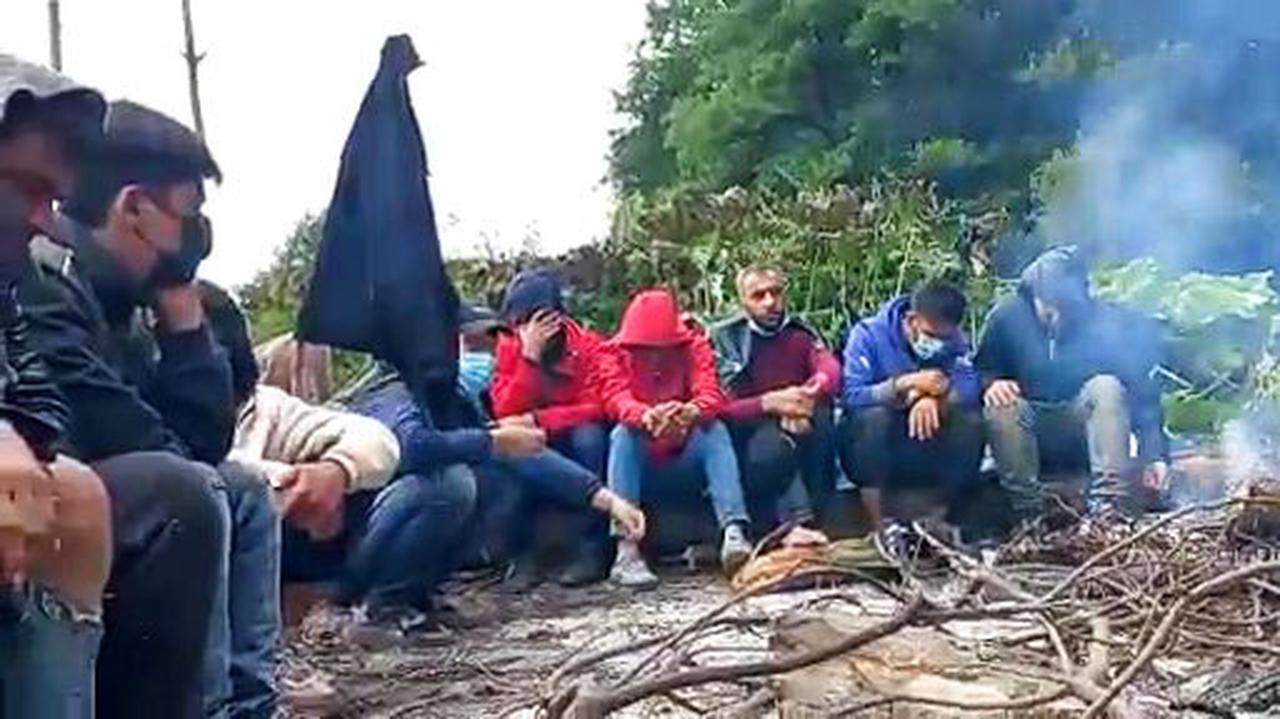 Viaje de Usnars.  Migrantes en la frontera entre Polonia y Bielorrusia.  En la grabación, los afganos afirman que fueron llevados allí por la policía polaca.