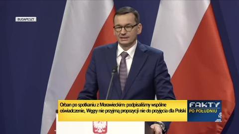 Premier Morawiecki na wspólnej konferencji z Viktorem Orbanem