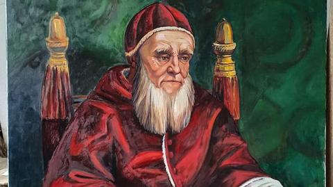 Ktoś ukradł reprodukcję portretu Świętego Papieża Juliusza II. Oryginał namalował na początku XVI wieku Rafael Santi (materiał z 16.09.2021)