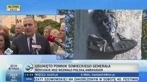 Grzegorz Schetyna o kontrowersjach wobec likwidacji pomnika w Pieniężnie 