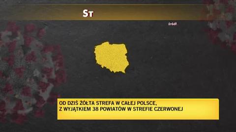 Od soboty cała Polska jest żółtą strefą, a 32 powiaty i sześć miast czerwoną