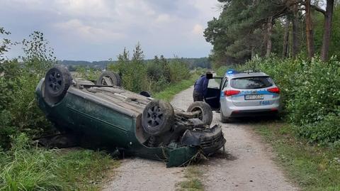 Miała trzy promile, doprowadziła do kolizji. Podczas ucieczki jej samochód dachował (materiał z 27.09.2022)