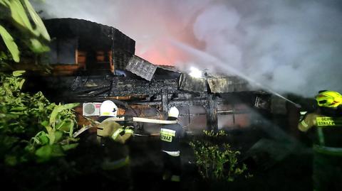 Pożar w hotelu w Łodynie, w pogorzelisku strażacy znaleźli szczątki