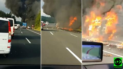 Wypadek na niemieckiej autostradzie. Nagranie z Kontakt24