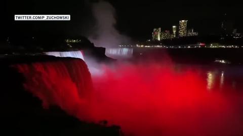 Niagara w biało-czerwonych barwach i iluminacja na Manhattanie z okazji 40-lecia "Solidarności"