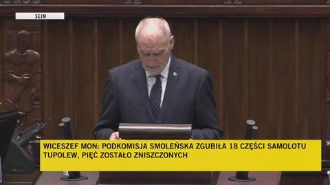 Antoni Macierewicz odpowiada wiceszefowi MON Cezaremu Tomczykowi