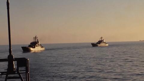 Rosyjskie okręty ćwiczą w pobliżu zaanektowanego Krymu. Nagranie archiwalne   