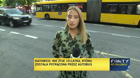 19-letnia kobieta została śmiertelnie potrącona przez autobus w centrum Katowic (wideo z 31.07.2021)