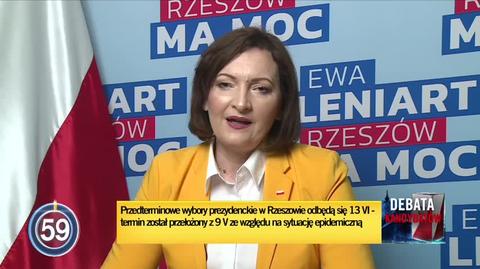 Debata kandydatów: Ewa Leniart odpowiada na pytanie o powód przesunięcia wyborów prezydenckich