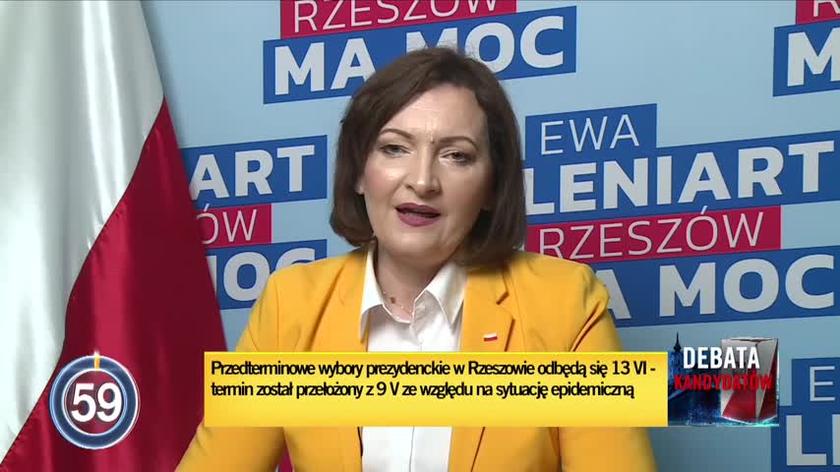 Debata kandydatów: Ewa Leniart odpowiada na pytanie o powód przesunięcia wyborów prezydenckich