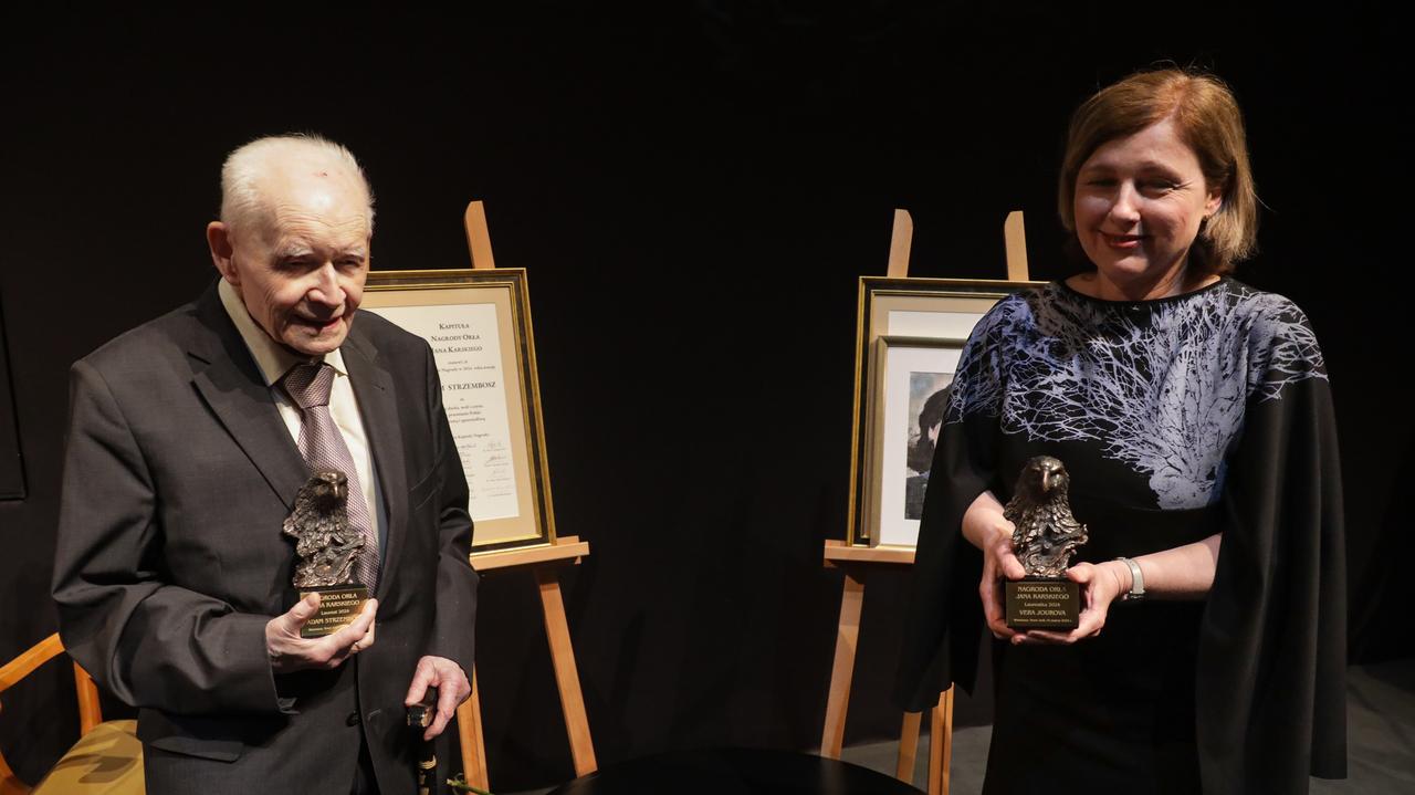 Vera Jourowa i profesor Adam Strzembosz z Nagrodami Orła Jana Karskiego