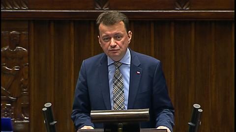 Całe wystąpienie ministra spraw wewnętrznych i administracji Mariusza Błaszczaka
