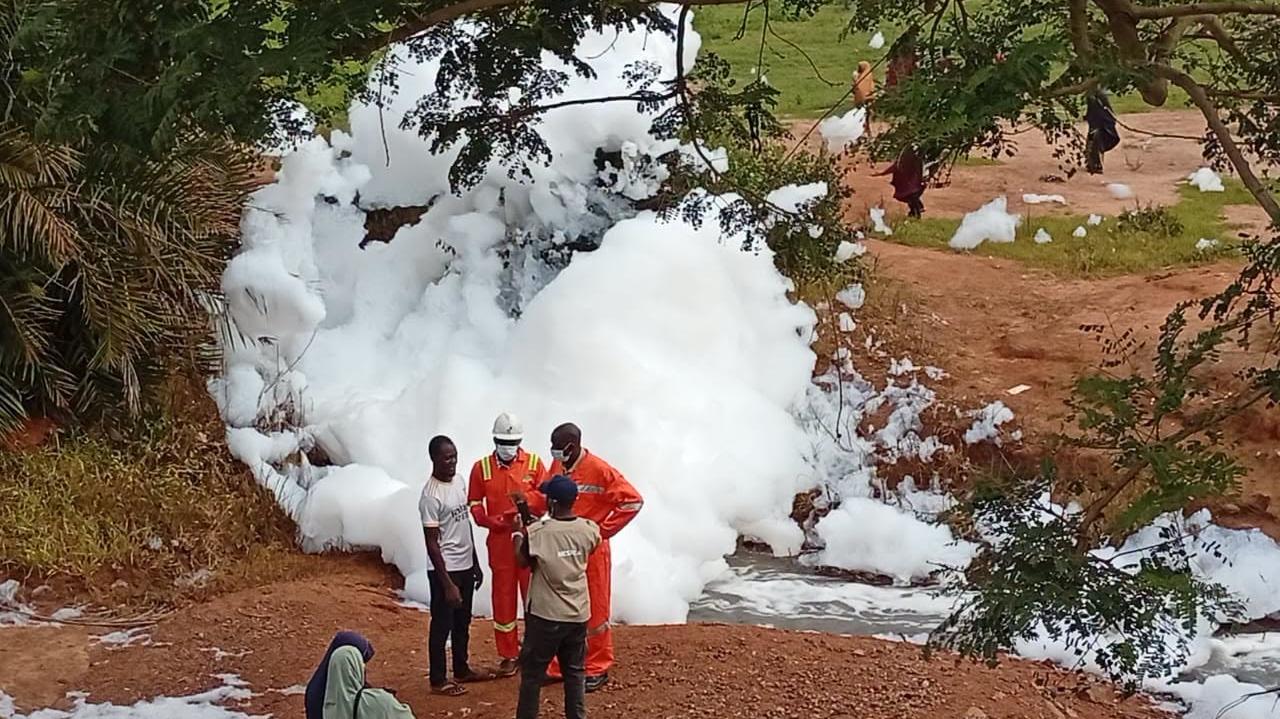 Mysterious White Foam Appears by Nigerian Highway — Investigation Launched