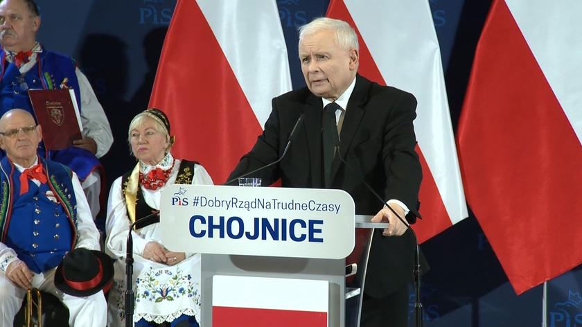 Pytanie do Jarosława Kaczyńskiego o liczbę policjantów na spotkaniu