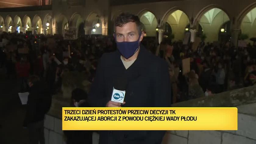 Demonstracja w Krakowie po decyzji Trybunału Konstytucyjnego