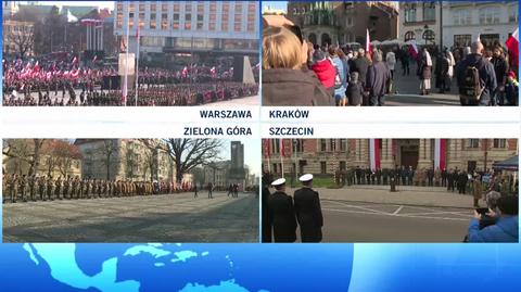 Obchody Święta Niepodległości w różnych miastach Polski