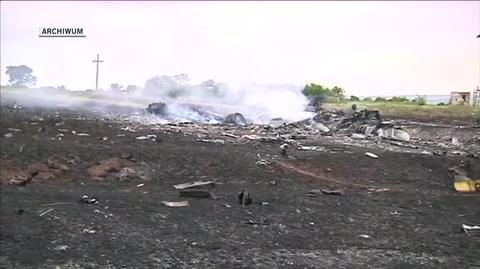 Szczątki zestrzelonego nad Ukrainą Boeinga 777 (nagranie z 17 czerwca 2014 roku)