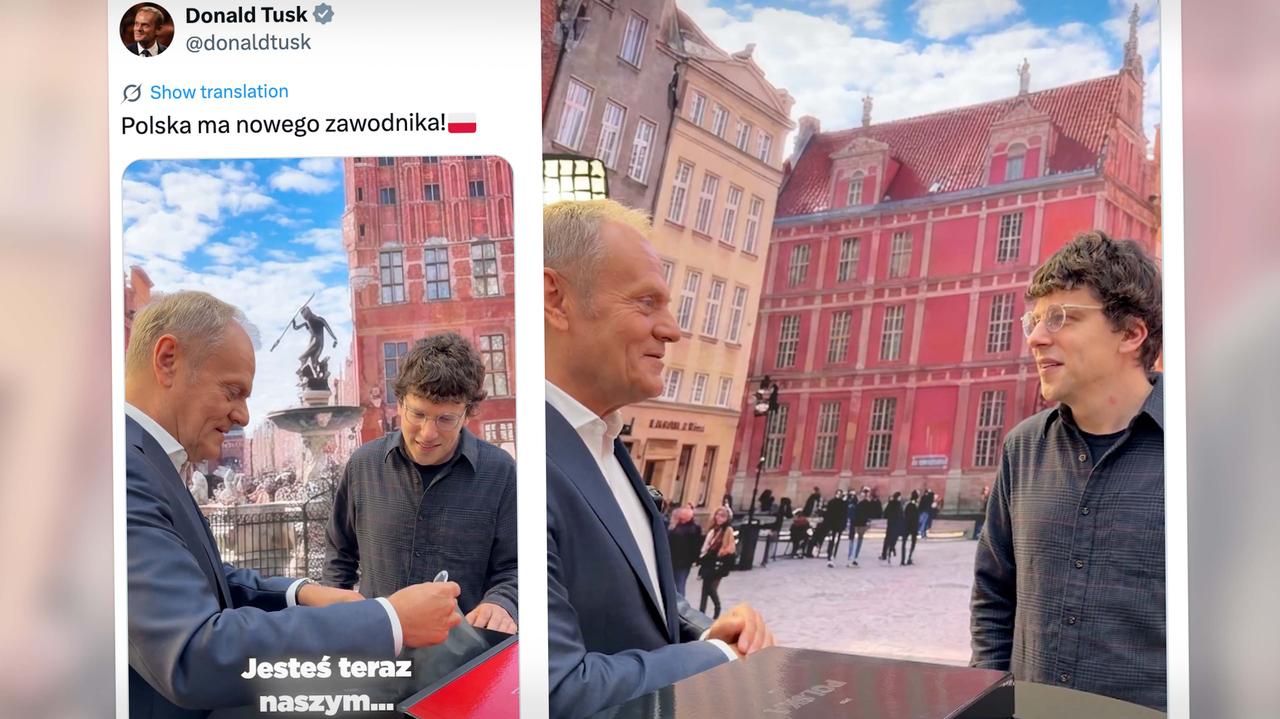 Jesse Eisenberg otrzymał prezent od Donalda Tuska