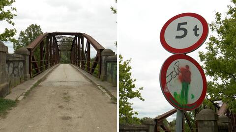 Most z zakazem wejścia dla pieszych w Gajkowie pod Wrocławiem. 