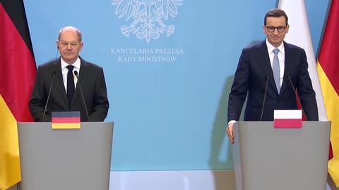 Morawiecki na konferencji z niemieckim kanclerzem został zapytany o słowa Kaczyńskiego o "budowaniu IV Rzeszy"
