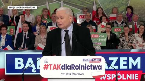 Jarosław Kaczyński na spotkaniu z mieszkańcami Śniadowa 9 marca 2024 roku 