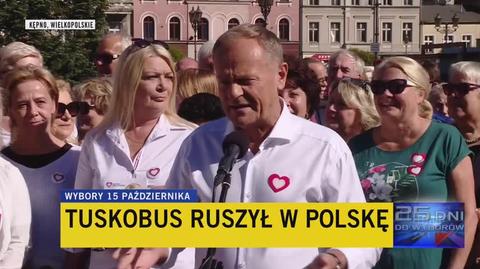 Donald Tusk w Kępnie. "Bardzo dużo kobiet właśnie tu protestowało"