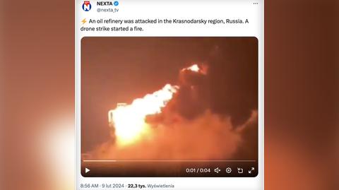 Pożar w rafinerii Ilski w Kraju Krasnodarskim (wideo archiwalne)
