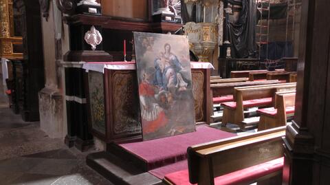 XVIII-wieczny obraz wypadł z ram w katedrze we Fromborku (materiał z 5.09.2022)