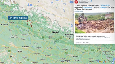 Do osuwisk ziemi doszło w zachodnim Nepalu