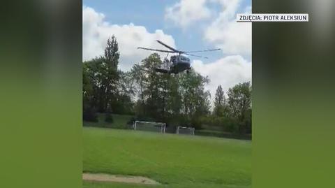 Minister Brudziński wylądował na boisku piłkarskim i przerwał mecz
