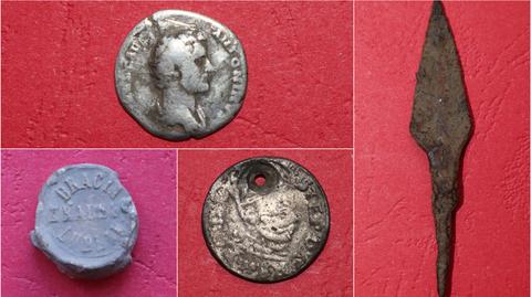 Borzechów. Poszukiwacz z wykrywaczem metali znalazł artefakty. Są wsród nich monety i groty strzał (materiał z 23.03.2023)