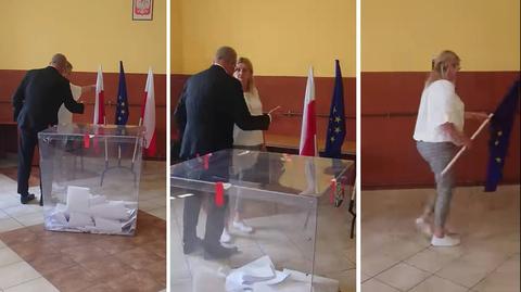 Wybory do PE. Grzegorz Braun żądał usunięcia flagi Unii Europejskiej, komisja ją wyniosła. Nagranie