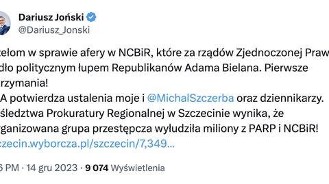 Wpis posła Jońskiego