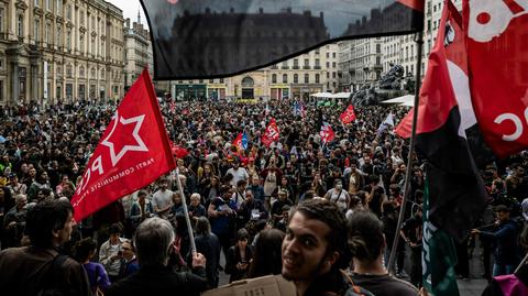 Piątkowe protesty w Lyonie we Francji 
