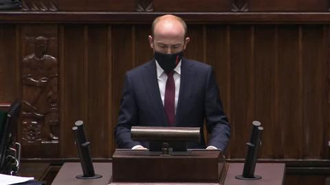 Borys Budka z KO podczas debaty nad wotum nieufności wobec Ziobry