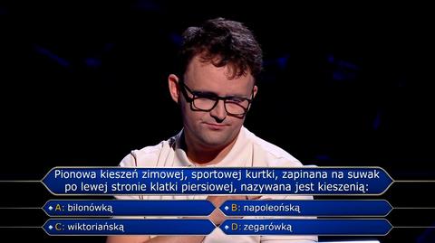 Jak nazywa się pionową kieszeń kurtki zapinaną na suwak po lewej stronie klatki piersiowej? Pytanie z „Milionerów” za pół miliona