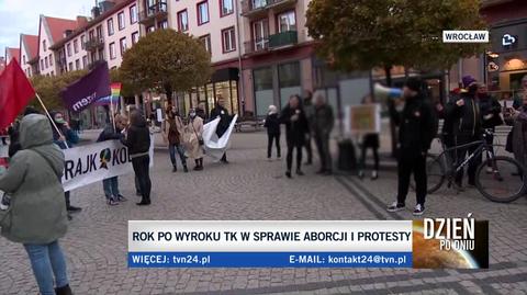 Manifestacja we Wrocławiu w rocznicę po wyroku TK ws. aborcji