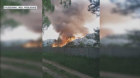 Pożar składowiska odpadów w Studziankach na Podlasiu