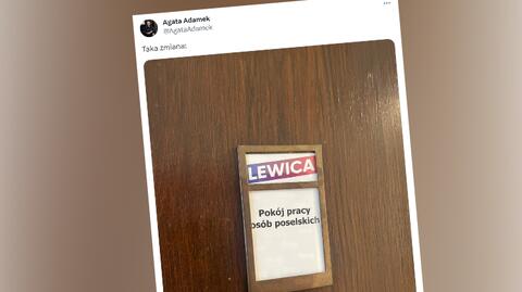 Anita Kucharska-Dziedzic o tabliczce na drzwiach klubu Lewicy