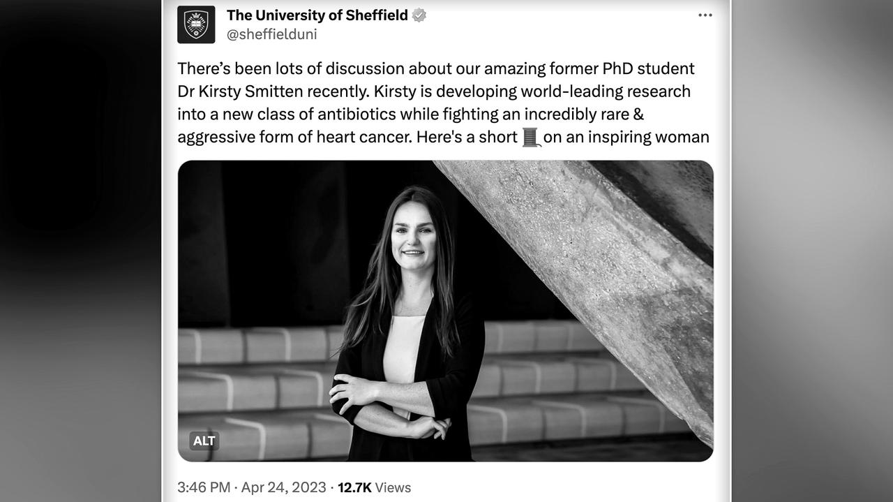 Great Britain.  Kirsty Smitten is dead.  The 29-year-old scientist conducted research on antibiotics