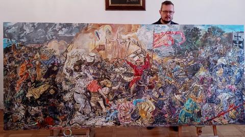 Powstała kopia "Bitwy pod Grunwaldem" Jana Matejki. Namalował ją artysta z Sejn - Tomasz Balicki