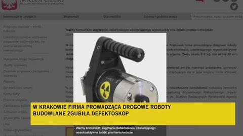 Kraków. Firma prowadząca prace budowlane zgubiła defektoskop z promieniotwórczym pierwiastkiem