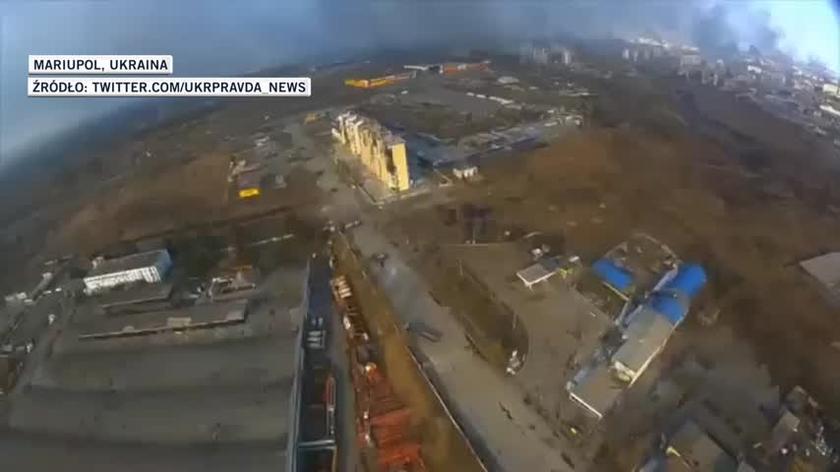 Zniszczony Mariupol. Nagranie z drona (14 marca)